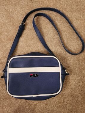 Fila Navy and White Unisex Crossbody Messenger Bag
